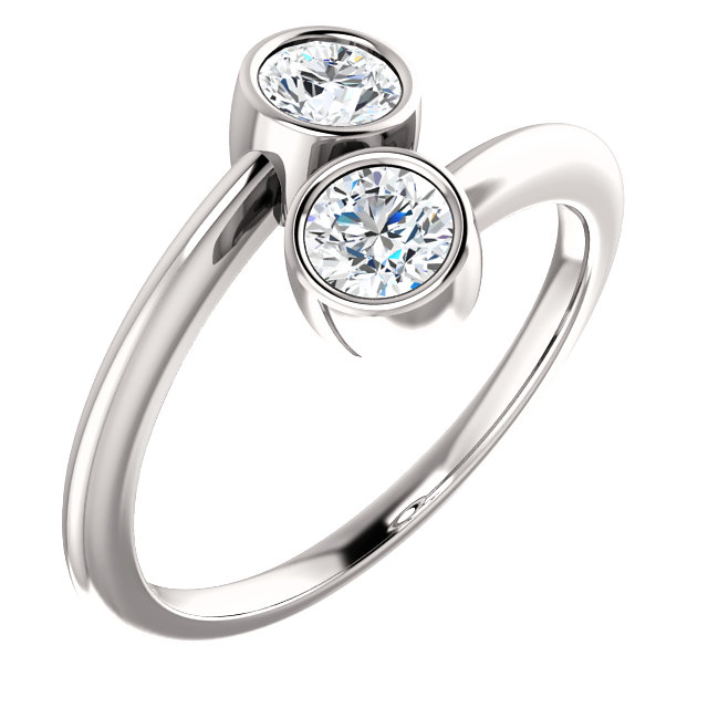 Bezel 2 Stone Engagement Ring
