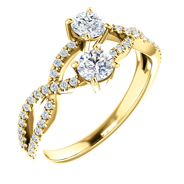 Twist 2 Stone Engagement Ring