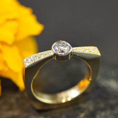 Custom Bowtie Diamond Engagement Ring