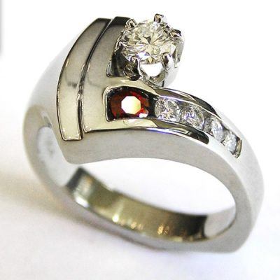 Custom Diamond and Ruby Engagement Ring