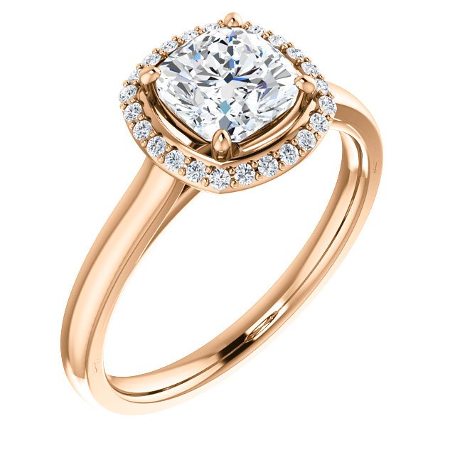 14k Rose Halo Engagement Ring