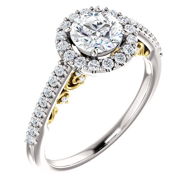 Two-Tone Halo Engagement Ring