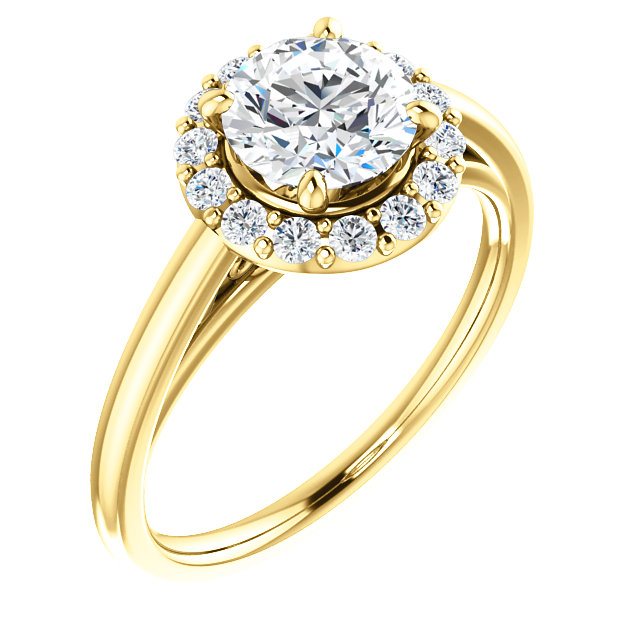 14k Yellow Halo Engagement Ring