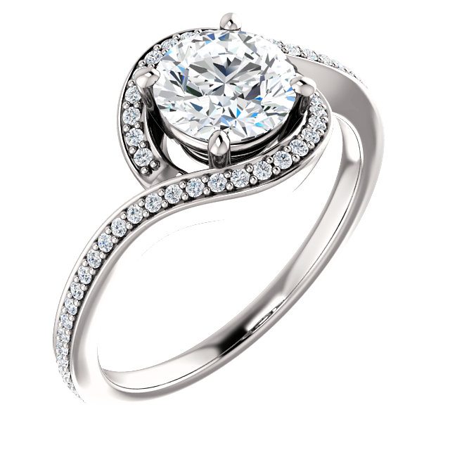 Bypass Style Halo Engagement Ring