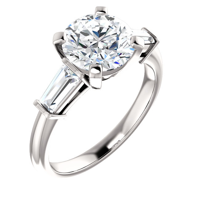 Baguette 3 Stone Engagement Ring