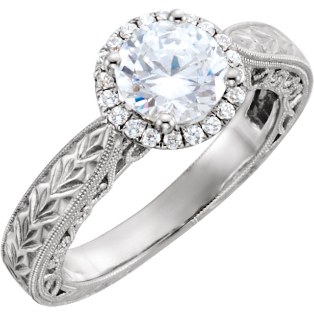 Round Halo Vintage Style Engagement Ring