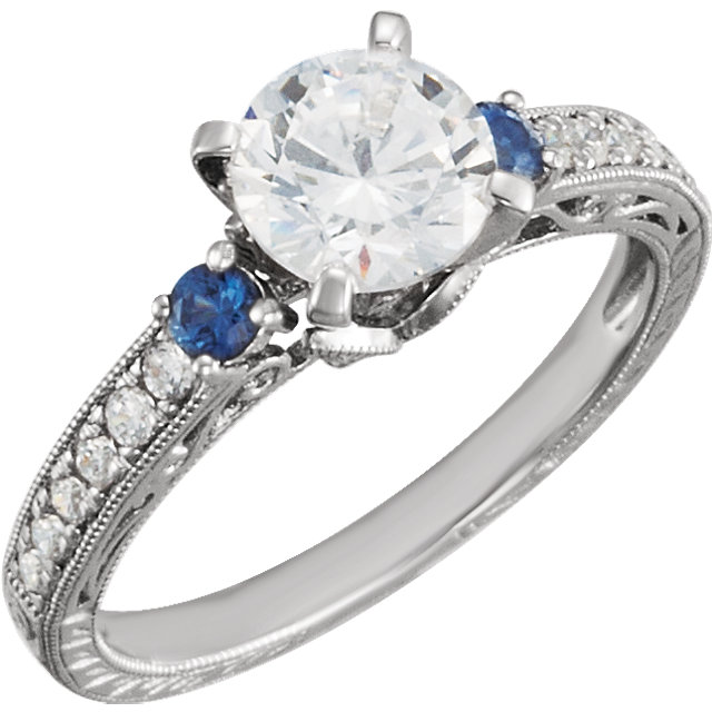 3 Stone Vintage Style Engagement Ring