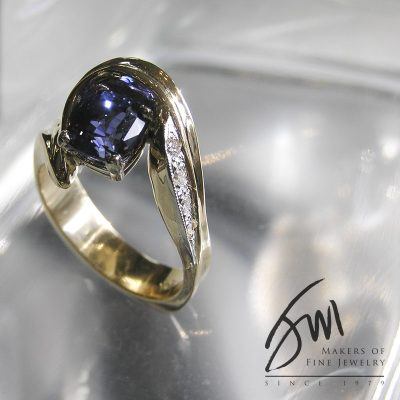 Custom Sapphire and Diamond Engagement Ring