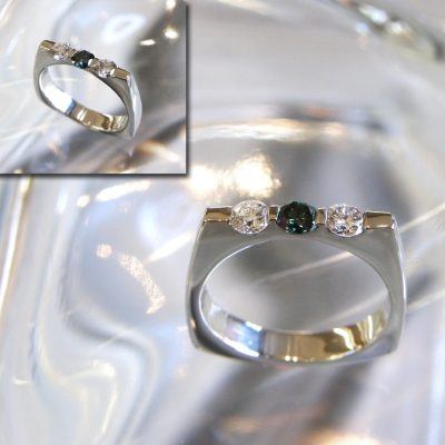 Engagement Ring White Gold Blue Diamond