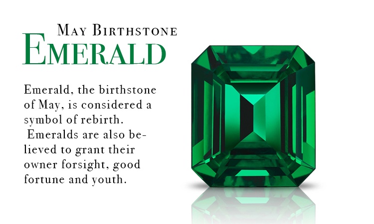 May Birthstone: Emerald Cut Engagement Rings, Earrings, Necklaces & Wedding Bands
